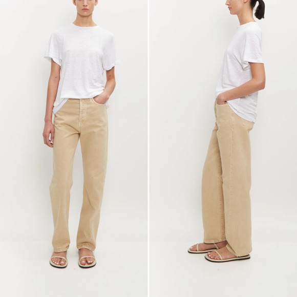 Toteme Curved Seam Linen Tee White Women's size XS Minimalist Old Money Preppy - Picture 1 of 8